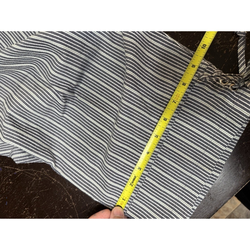Dressbarn Woman 14W Blue White Striped Capri Pants Lace-up Hem Drawstring Cuff - Picture 11 of 11